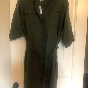 Hunter green linen dress